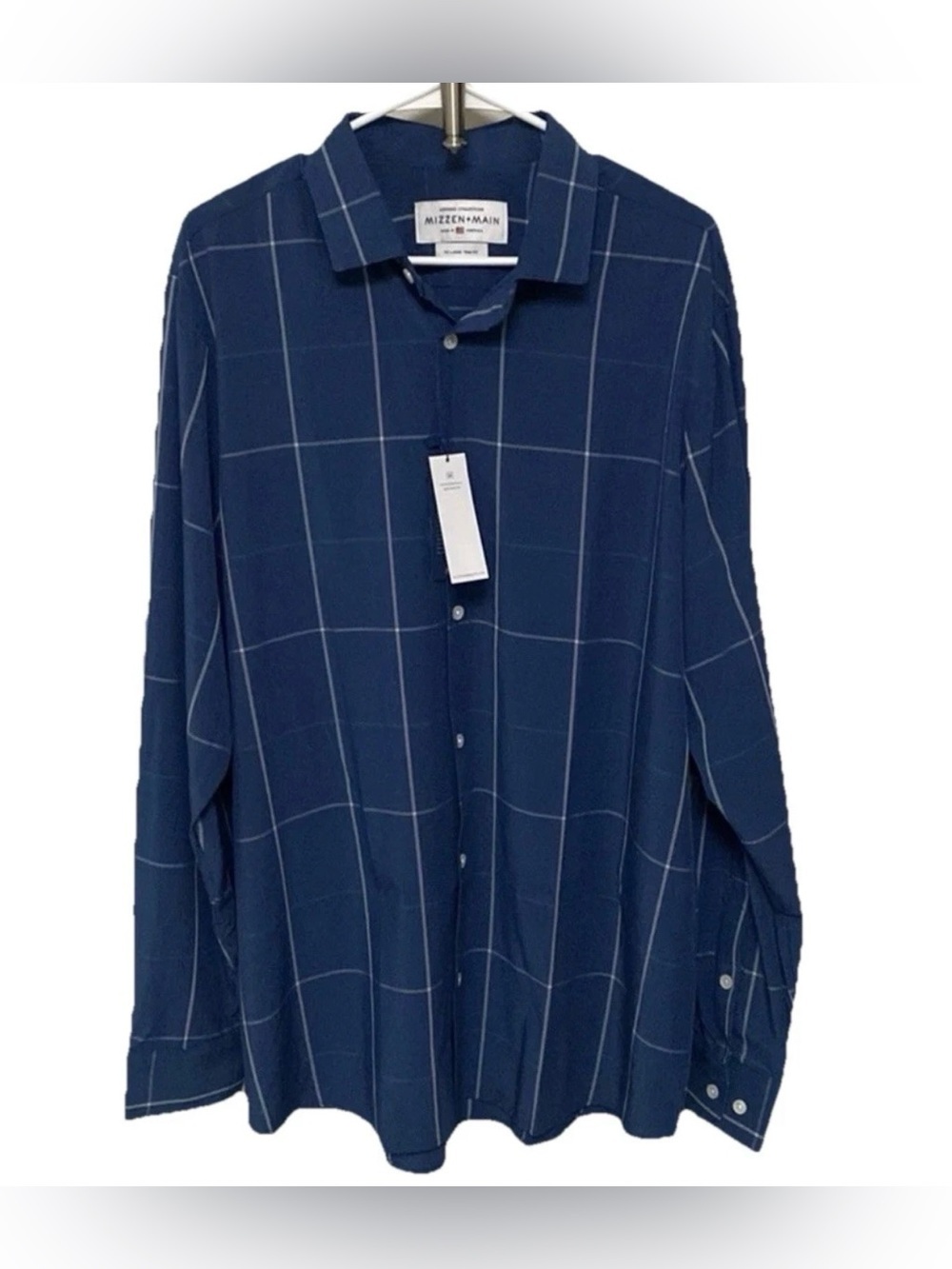 Mizzen + Main Leeward Blue Performance Dress Shirt NWT XXL Trim Fit